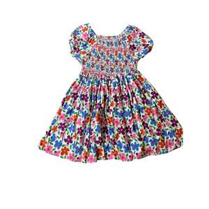 Epic Threads Girls Floral Smocked Dress Puff Sleeve Multicolor Size Small